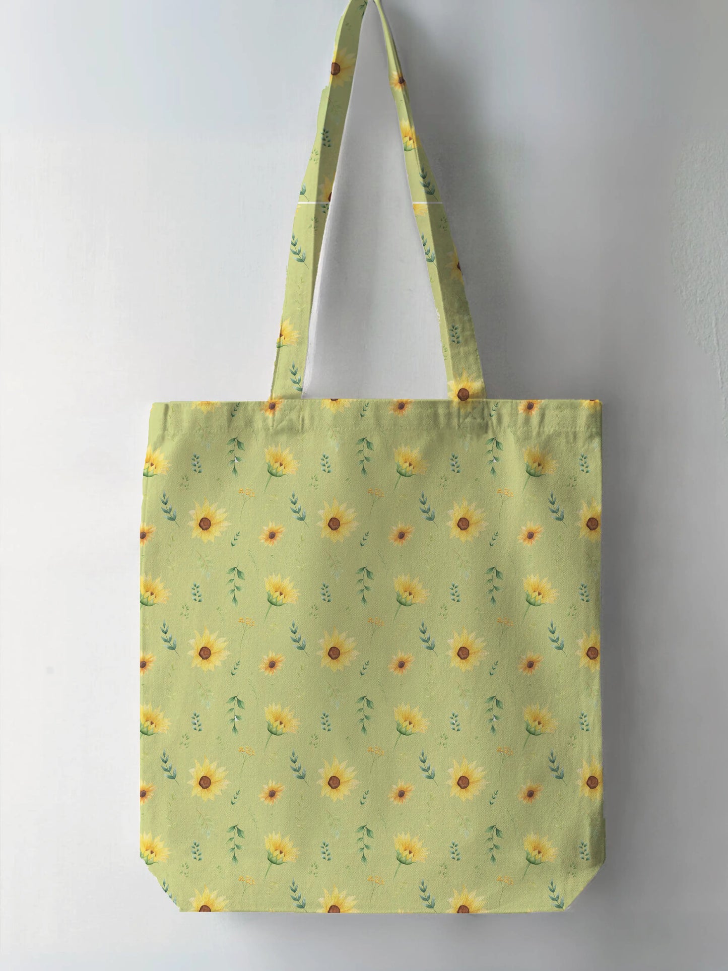 Sunflower Pattern Green Full Print Tote Bag Heart Utopia Full Print Tote Bag Full Print Tote Bag