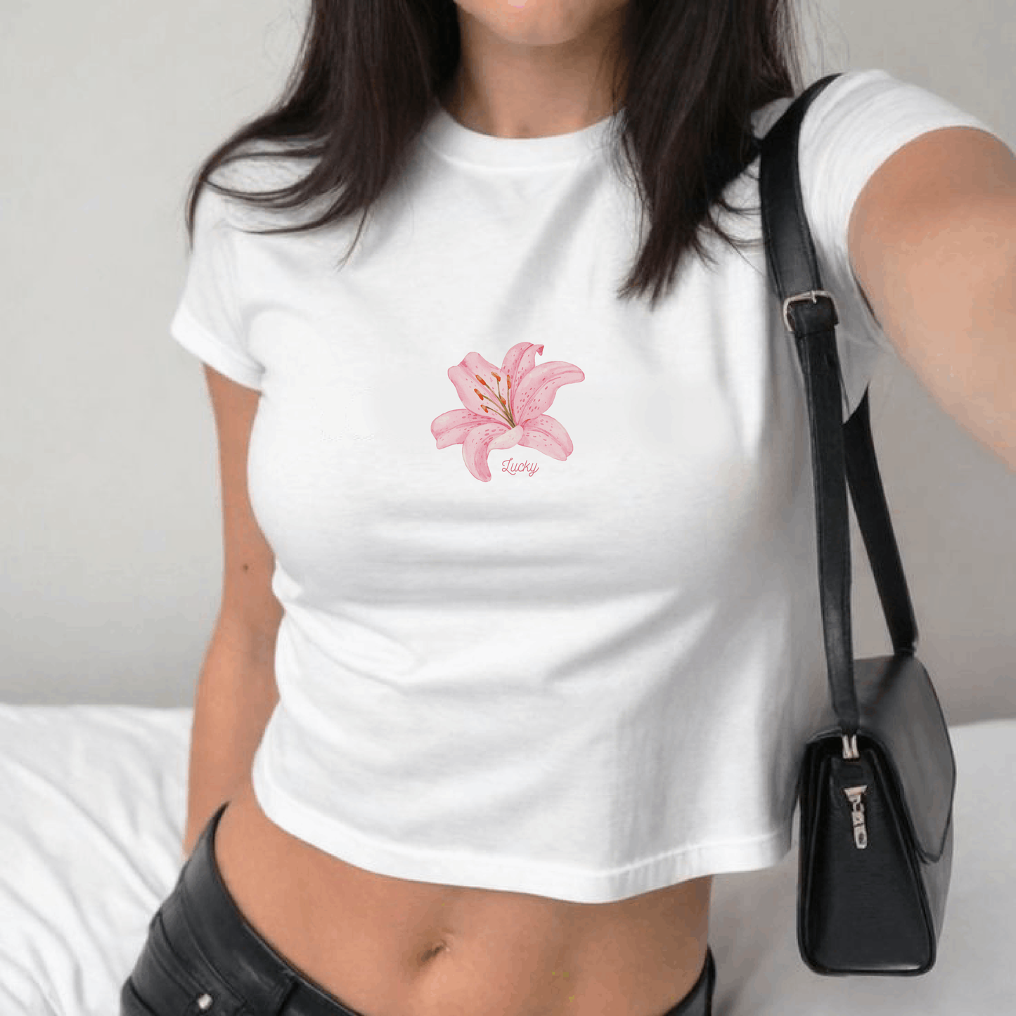 Pink lily crop top