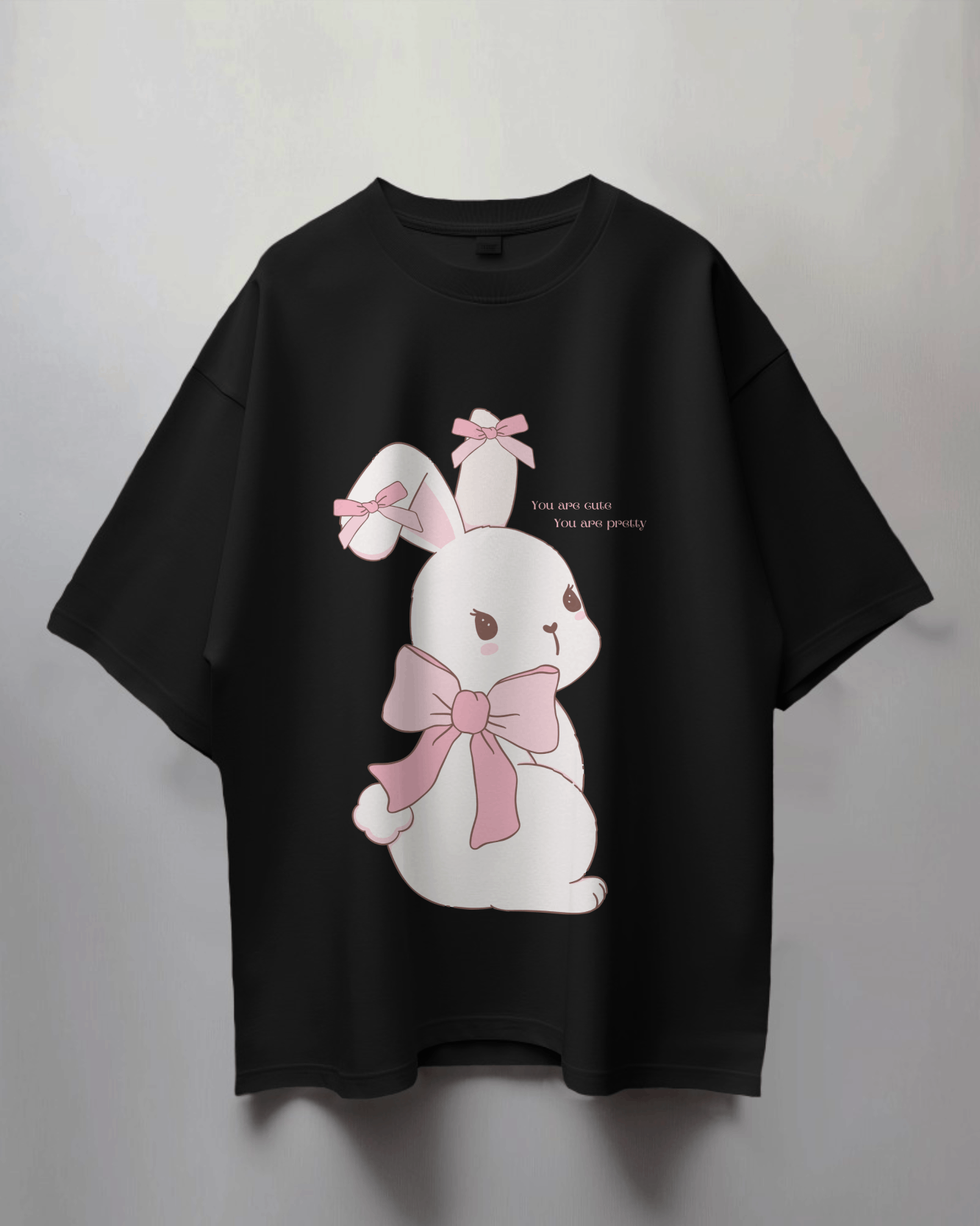 White bunny thick Oversized t-shirt