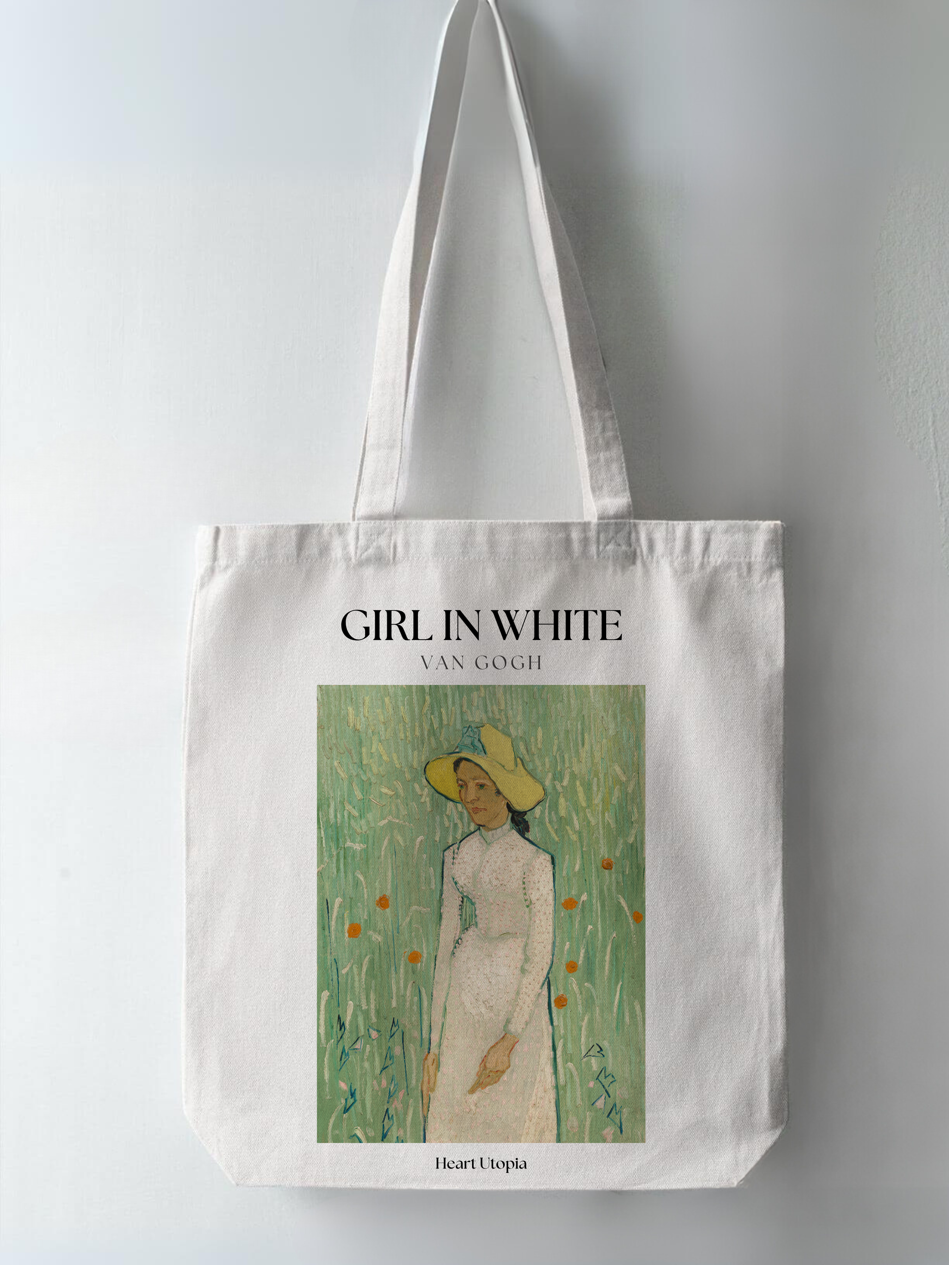 Girl in white vincent van gogh tote bag cotton canvas and eco-friendly