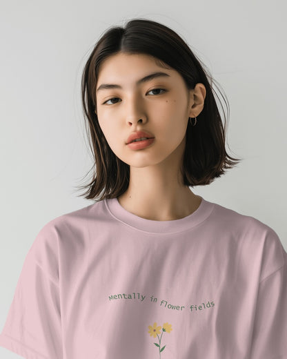 Flower Fields Thick Oversized T-shirt