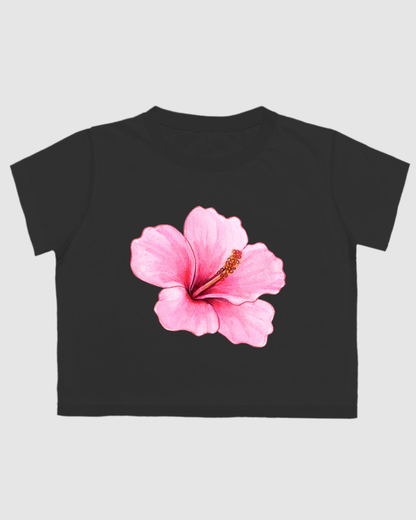 Pink Hibiscus Crop Top