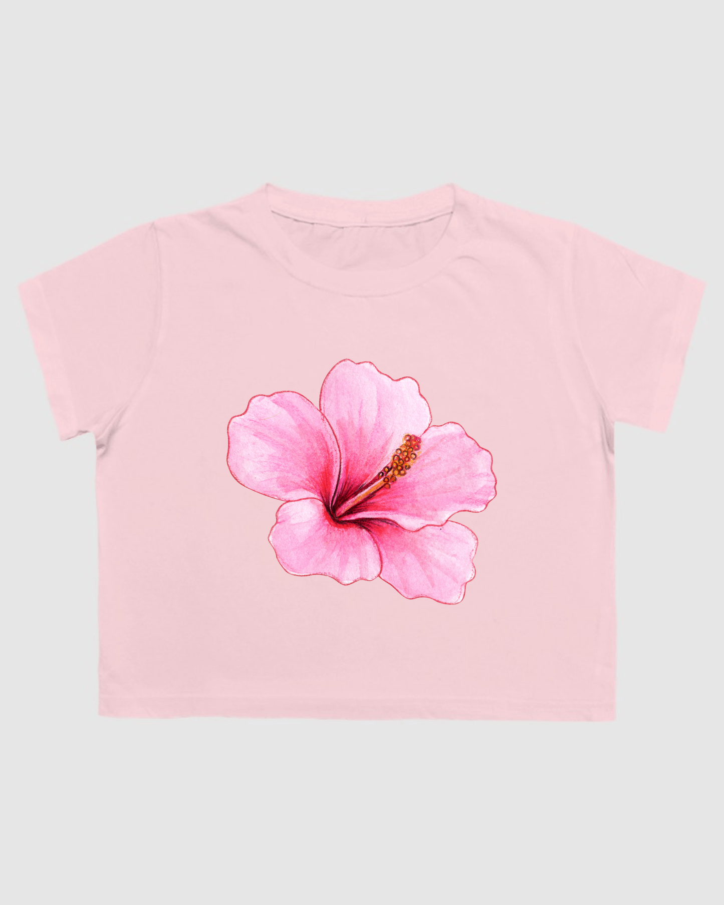 Pink Hibiscus Crop Top