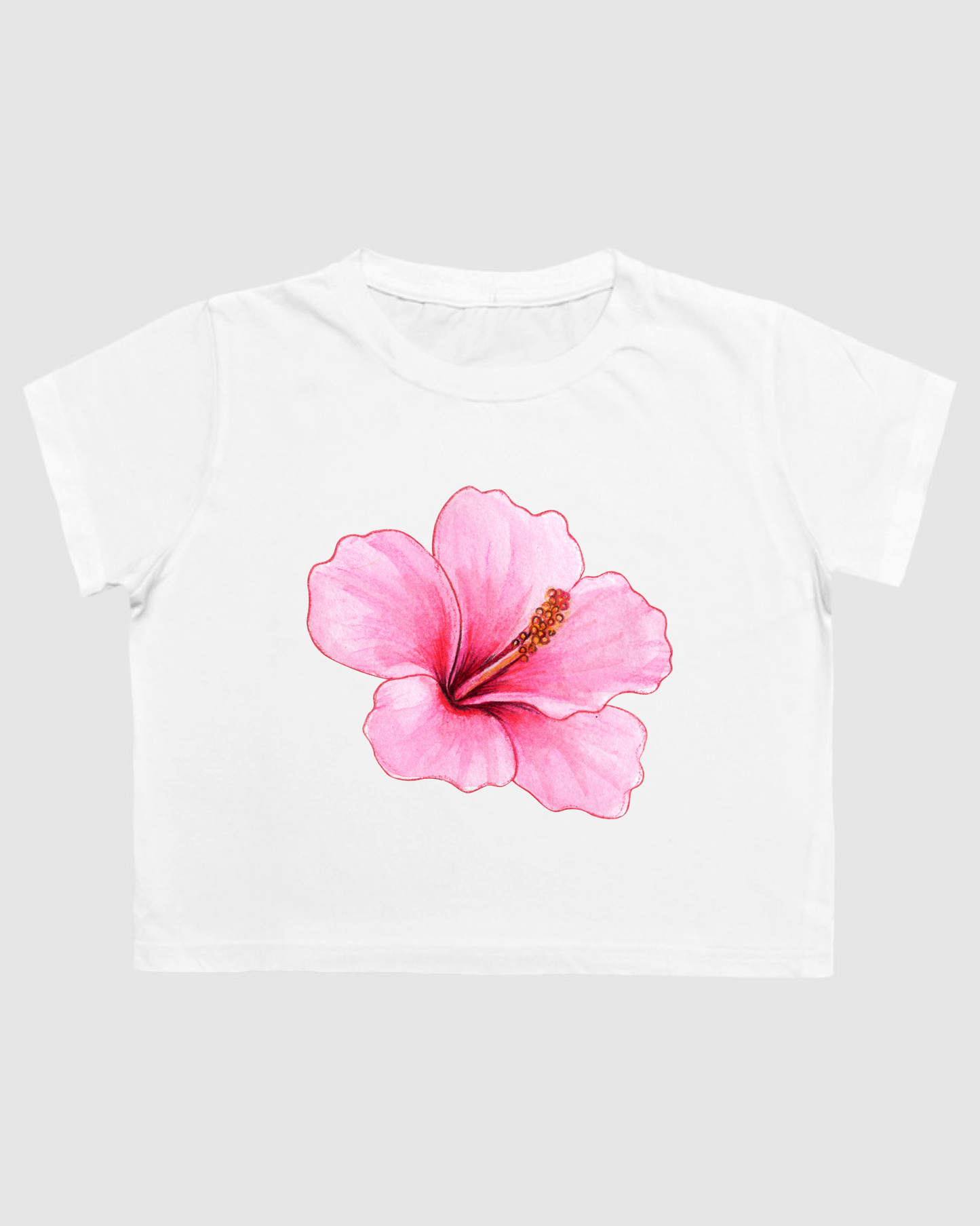 Pink Hibiscus Crop Top