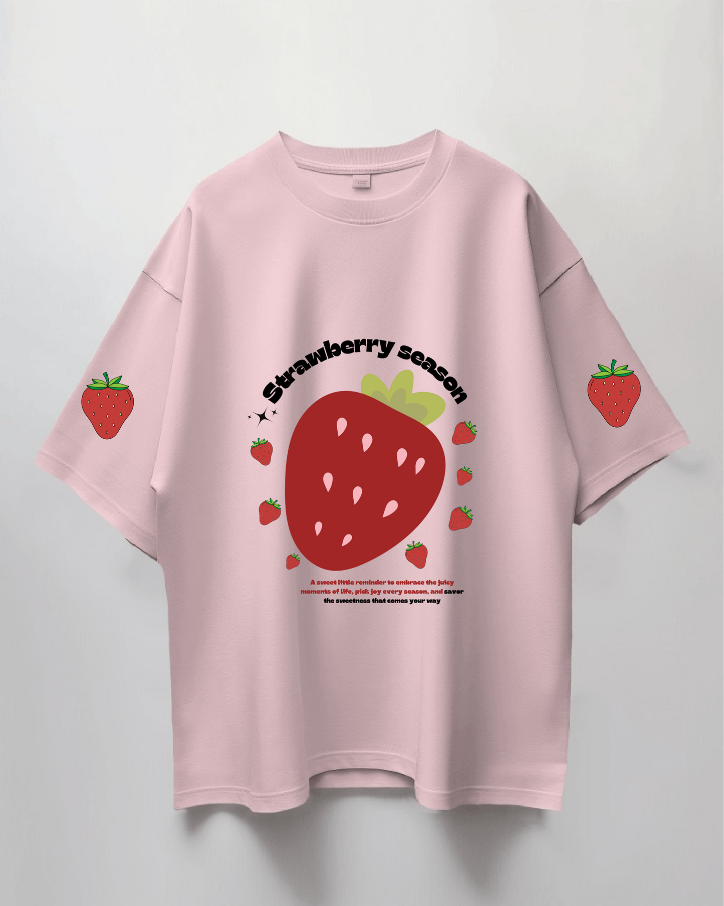 Strawberry season🍓 sleeve thick Oversized T-shirt