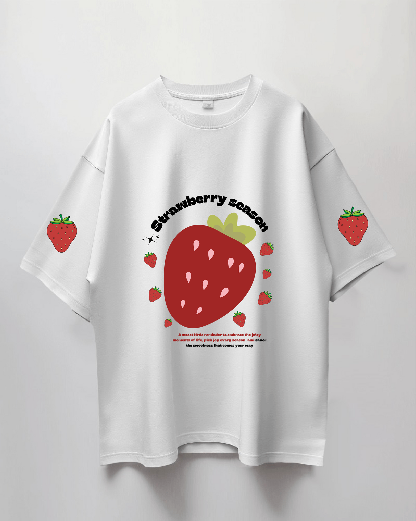 Strawberry season🍓 sleeve thick Oversized T-shirt